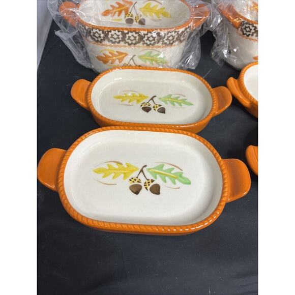 Temptations by Tara Old World Fall Autumn Ramekin Bowls, Lids Tray 12 PC Set - Picture 4 of 6